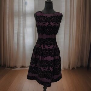 Gabby Skye  Black and Purple velvet Lace Dress 10